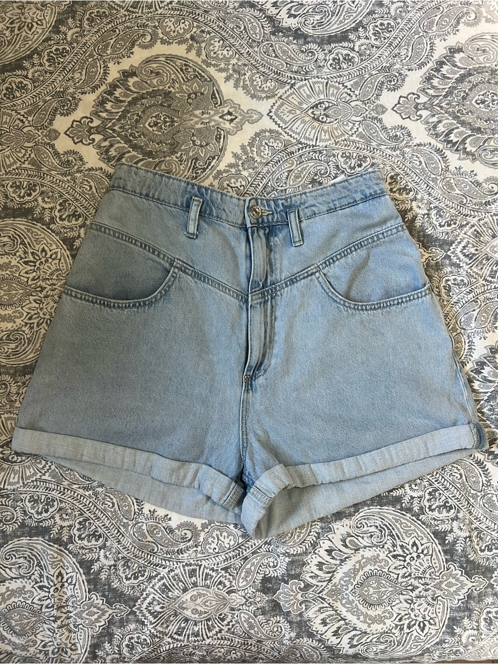 257 - Zara Light Blue High-Waist Denim Shorts